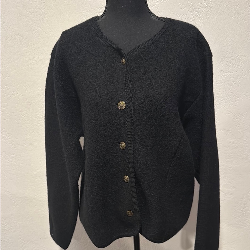 Lisa International Black V-Neck Cardigan Sweater